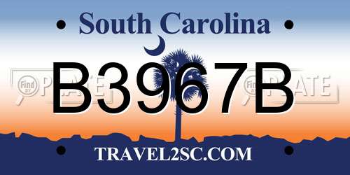 B3967B South Carolina License Plate