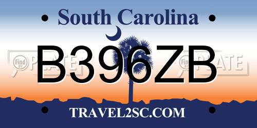 B396ZB South Carolina License Plate
