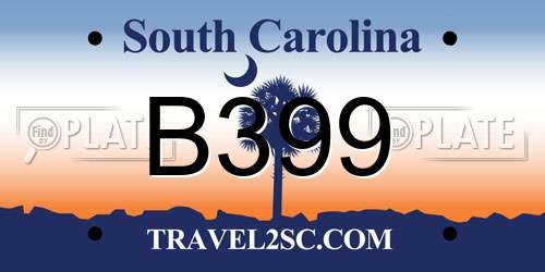 B399 South Carolina License Plate