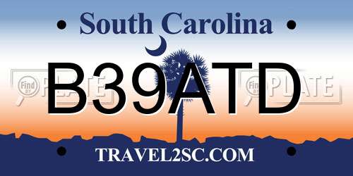 B39ATD South Carolina License Plate