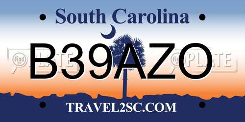 B39AZO South Carolina License Plate