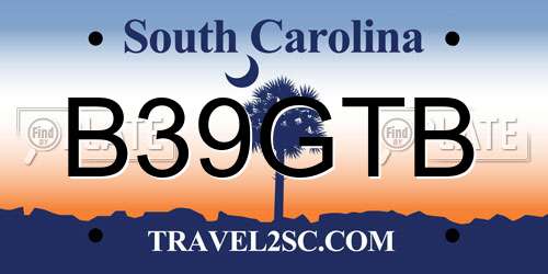 B39GTB South Carolina License Plate