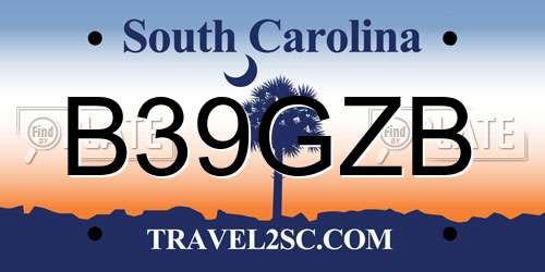 B39GZB South Carolina License Plate