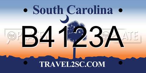 B4123A South Carolina License Plate