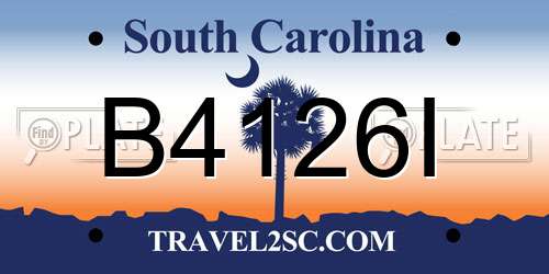 B4126I South Carolina License Plate