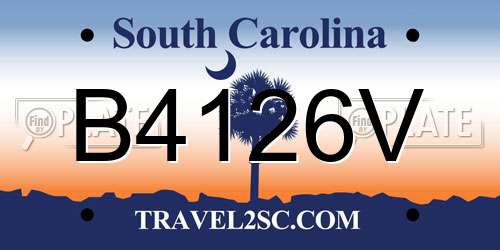 B4126V South Carolina License Plate