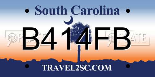 B414FB South Carolina License Plate