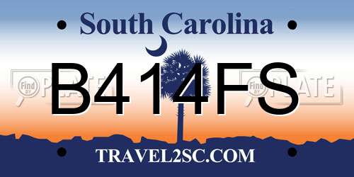 B414FS South Carolina License Plate