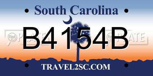 B4154B South Carolina License Plate
