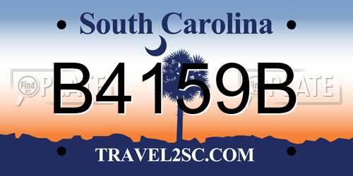B4159B South Carolina License Plate