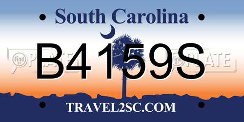 B4159S South Carolina License Plate