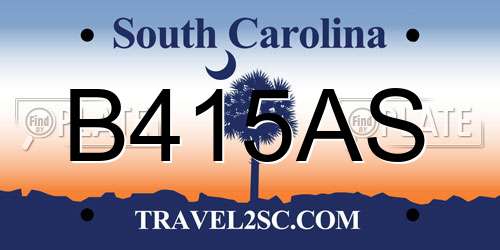 B415AS South Carolina License Plate