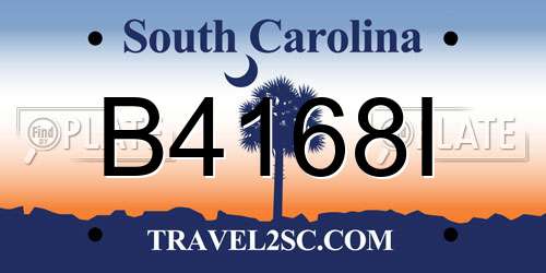 B4168I South Carolina License Plate