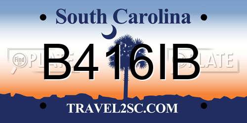 B416IB South Carolina License Plate