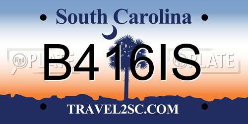 B416IS South Carolina License Plate