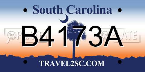 B4173A South Carolina License Plate
