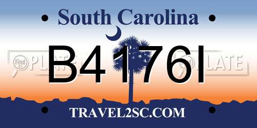 B4176I South Carolina License Plate