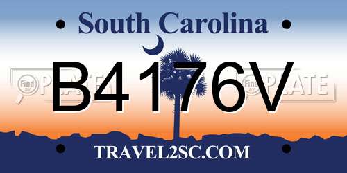 B4176V South Carolina License Plate