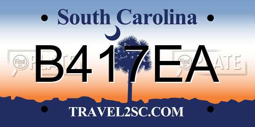 B417EA South Carolina License Plate