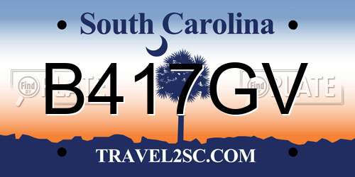 B417GV South Carolina License Plate
