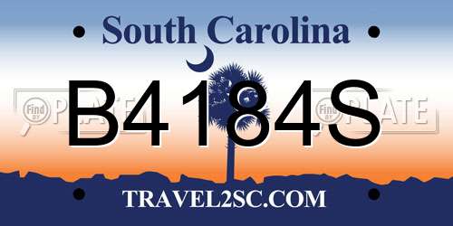 B4184S South Carolina License Plate