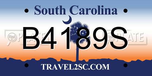B4189S South Carolina License Plate