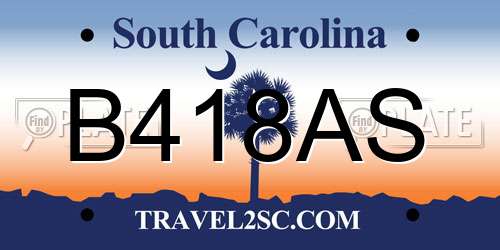 B418AS South Carolina License Plate