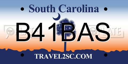 B41BAS South Carolina License Plate
