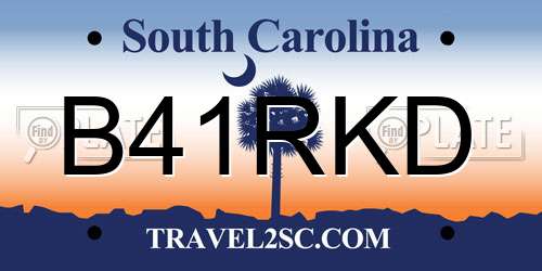 B41RKD South Carolina License Plate