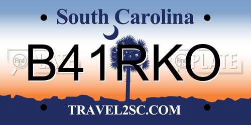 B41RKO South Carolina License Plate