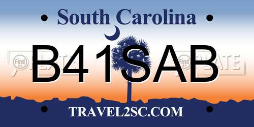 B41SAB South Carolina License Plate