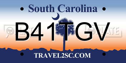 B41TGV South Carolina License Plate