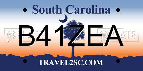 B41ZEA South Carolina License Plate