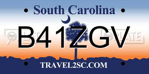 B41ZGV South Carolina License Plate