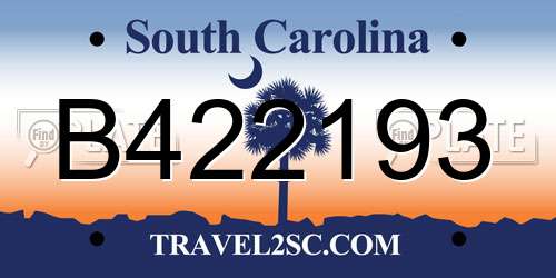 B422193 South Carolina License Plate