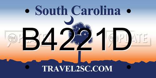 B4221D South Carolina License Plate