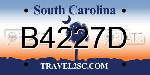 B4227D South Carolina License Plate