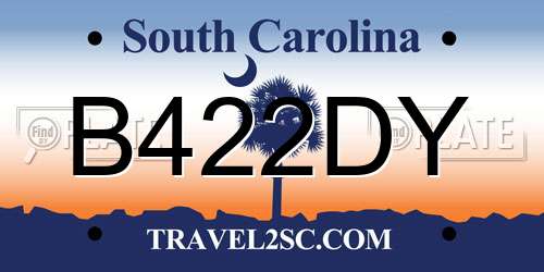 B422DY South Carolina License Plate