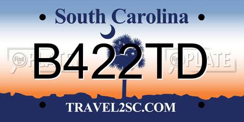 B422TD South Carolina License Plate
