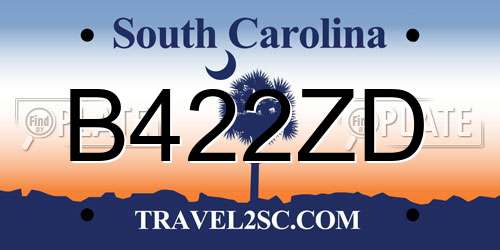 B422ZD South Carolina License Plate