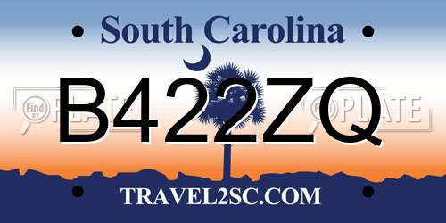 B422ZQ South Carolina License Plate