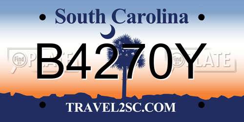 B4270Y South Carolina License Plate