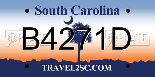 B4271D South Carolina License Plate