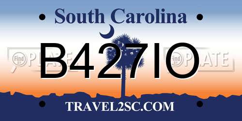 B427IO South Carolina License Plate