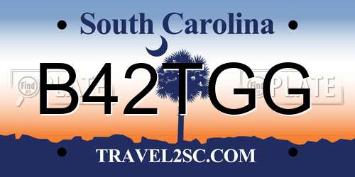 B42TGG South Carolina License Plate