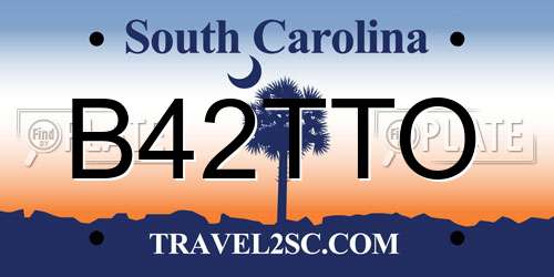 B42TTO South Carolina License Plate