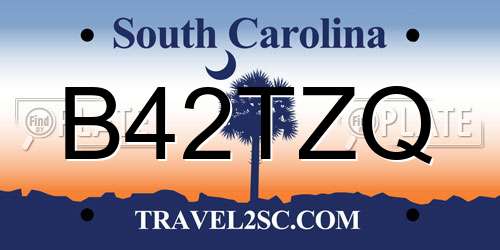 B42TZQ South Carolina License Plate
