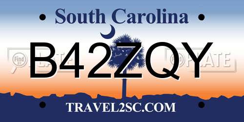 B42ZQY South Carolina License Plate