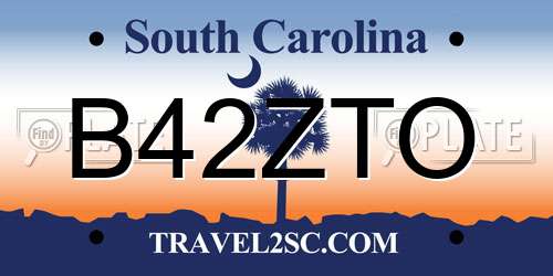 B42ZTO South Carolina License Plate