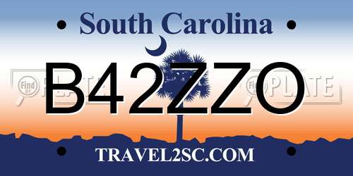 B42ZZO South Carolina License Plate